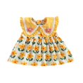 thumbnail image 3 of Infant Baby Girls Dress Floral Print Turn-Down Collar Vest Dress, 3 of 9