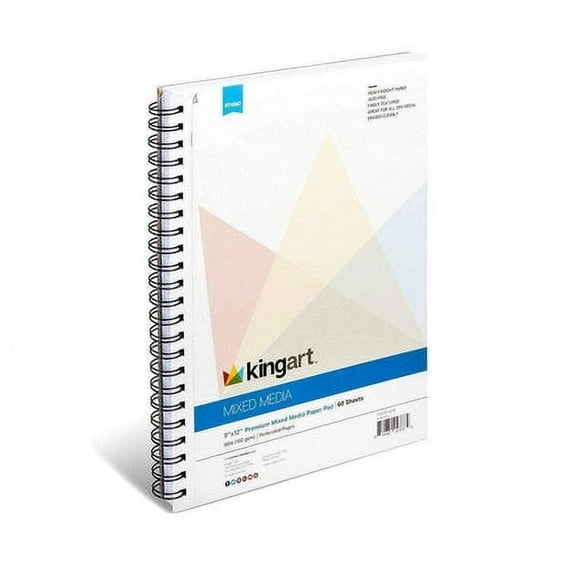 Kingart Mixed Media Sketchbook, 9 x 12 inches, 60 White Sheet, 98lb/160gsm Acid-Free Paper
