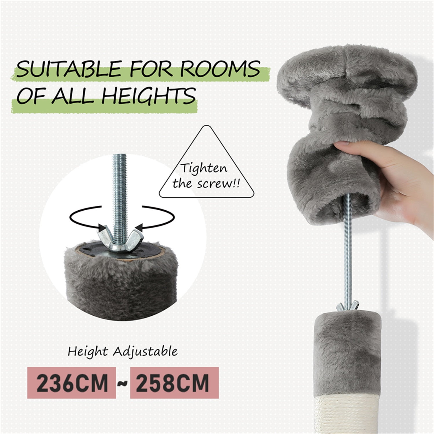 Pefilos Stable Adjustable (92-101)" Cat Tree for Indoor Cats Tall Cat Climbing Tree Cat Tower for LargeCats with Perches Multi-Level Cat Furniture Condo for Multiple Cats, Gray Pefilos Stable Adjustable (92-101)" Cat Tree for Indoor Cats Tall Cat Climbing Tree Cat Tower for LargeCats with Perches Multi-Level Cat Furniture Condo for Multiple Cats, Gray
