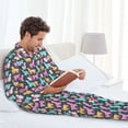 thumbnail image 6 of Honeii Colorful Alpaca Pattern Mens Pajamas Set,2pcs Men's Lounge Long Sleeve Sleep Shirt and Pajama Bottoms Sleepwear Set,Mens Pjs Sets-X-Large, 6 of 7