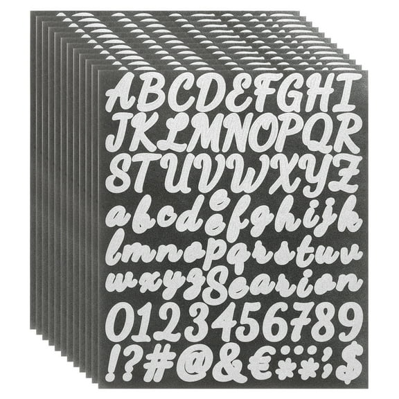 912Pack 12Sheets Glitter Letter Stickers Self-Adhesive Alphabet Sticker Silver