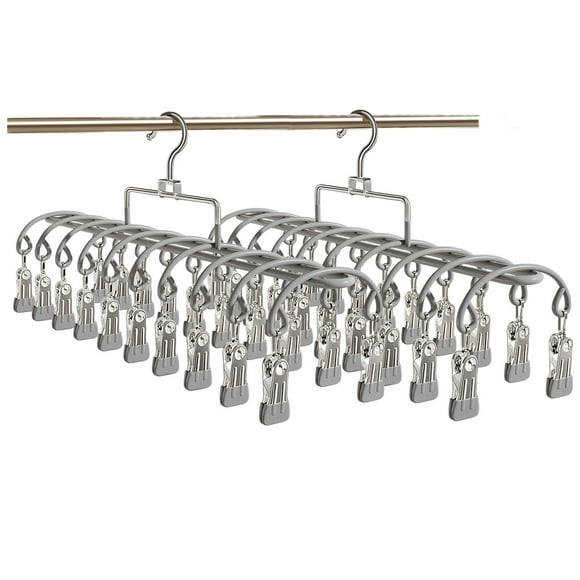 Stainless Steel Clip Socks Drying Rack Grey Home Laundry Hanger With Strong Hooks For Efficient Space Saving