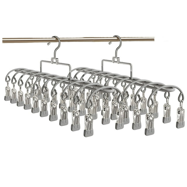 Hearth & Gear Stainless Steel Clip Socks Drying Rack Grey Home Laundry Hanger With Strong Hooks For Efficient Space Saving Clear Headband Holder Front Door Hooks for Hanging Clear A Frame Ladder
