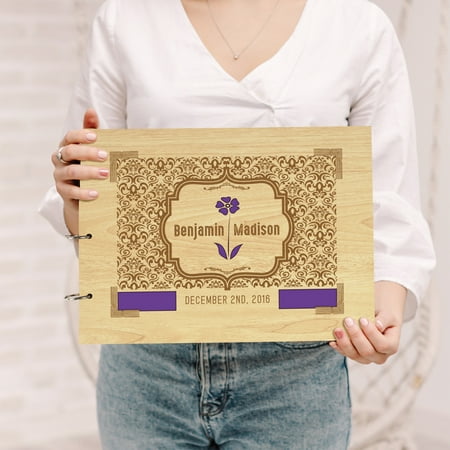 Darling Souvenir Personalized Engraved Laser Cut Wedding Guest Book Wooden Cover Sign-in Book Registry Guestbook Scrapbook-84