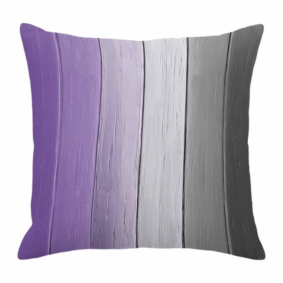 Pillow Covers 16x16 Inch, Purple Gray Ombre Linen Pillowcase with Invisible Zipper, Vintage Country Wooden Decorative Throw Pillow Covers Cushion Case for Couch Sofa Bed Living Room