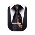 thumbnail image 1 of Corbata Barry.Wang Negra Dorada Floral 150 cm con Clip, 1 of 9