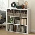 thumbnail image 1 of Furinno Cubicle Open Back Decorative Vintage Vinyl Record Media Storage Organizer, 9-Cube, White, 1 of 5