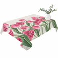 thumbnail image 2 of Pink Tulip Flower Table Cloth Waterproof Tablecloths, Spring Floral Leaves Plants Retro Beige Tablecloth Dining Table Cover for Kitchen Party Tabletop Outdoor, Rectangle Tablecloth 60x84 Inch, 2 of 9