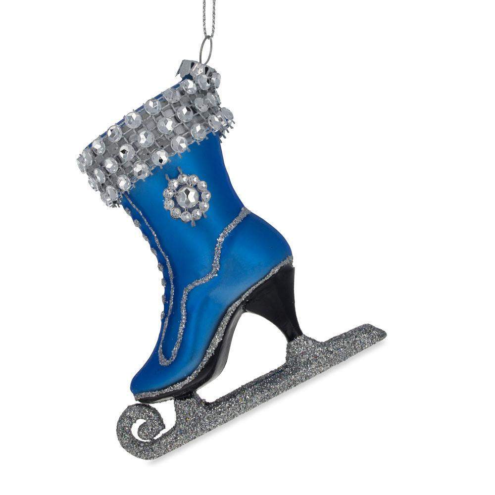 BestPysanky Figure Ice Skating Glass Christmas Ornament 3.8 Inches