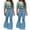 Light blue, variant on women lady fashion hole zipper wide leg pants boot cut pant jeans trousers