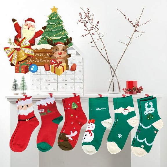 6 Pairs Christmas Socks Kid Christmas Slippers Socks Winter Socks Children Bed Socks for Family Decorations Holiday Xmas Gift（6-10 Years Old）