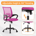 thumbnail image 3 of Mid Back Computer Chair Mesh Office Chair Height Adjustable Task Rolling Swivel Chair Comfortable Seat & Back Support Ergonomic Desk Chair with Armrest & 360 Degree Casters,Pink, 3 of 7