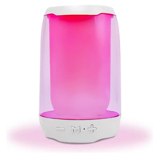 Bocina Bluetooth USB Recargable Luz LED FM Portátil Mini Rosa