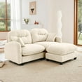 thumbnail image 4 of 74" L-Shaped Oversized Chenille Modular Sectional Loveseat Sofa with 1 Ottoman, High-Density Foam Cushions, Tufted Pleated Cushion Backrest, 2-Seater Couch with 2 Pillow, for Living Room, Beige, 4 of 7