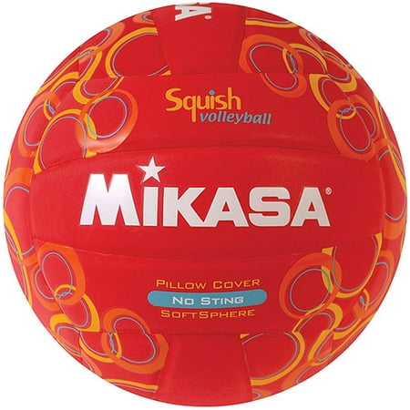 Mikasa Squish VSV104 Outdoor Volleyball, Red Swirls