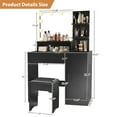 thumbnail image 7 of Vanity Desk with Mirror and Lights 36 Inch Wide, Makeup Vanity with Drawer & Storage Cabinet, 3 Adjustable Lighting Colors, Makeup Desk with Open Shelves and Stool for Dressing Room, 7 of 7