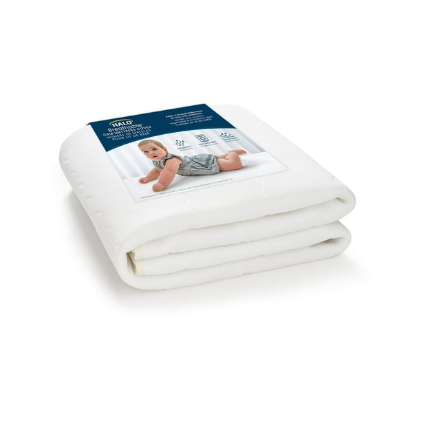 Funda de colchón para cuna HALO, transpirable, acolchada, de malla impermeable