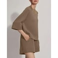 thumbnail image 2 of Bliwov Womens Two Piece Sets Summer Lounge Outfits 2 Piece Sweatshorts Fashion Tracksuit 3/4 Sleeve Trendy Athletic Clothing, 2 of 11