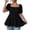 Black, variant on Plus Size Square Neck Puff Sleeve Blouse for Women Smocked Bust Peplum Tops, Casual Loose Fit Summer Tunic Shirts, 3XL