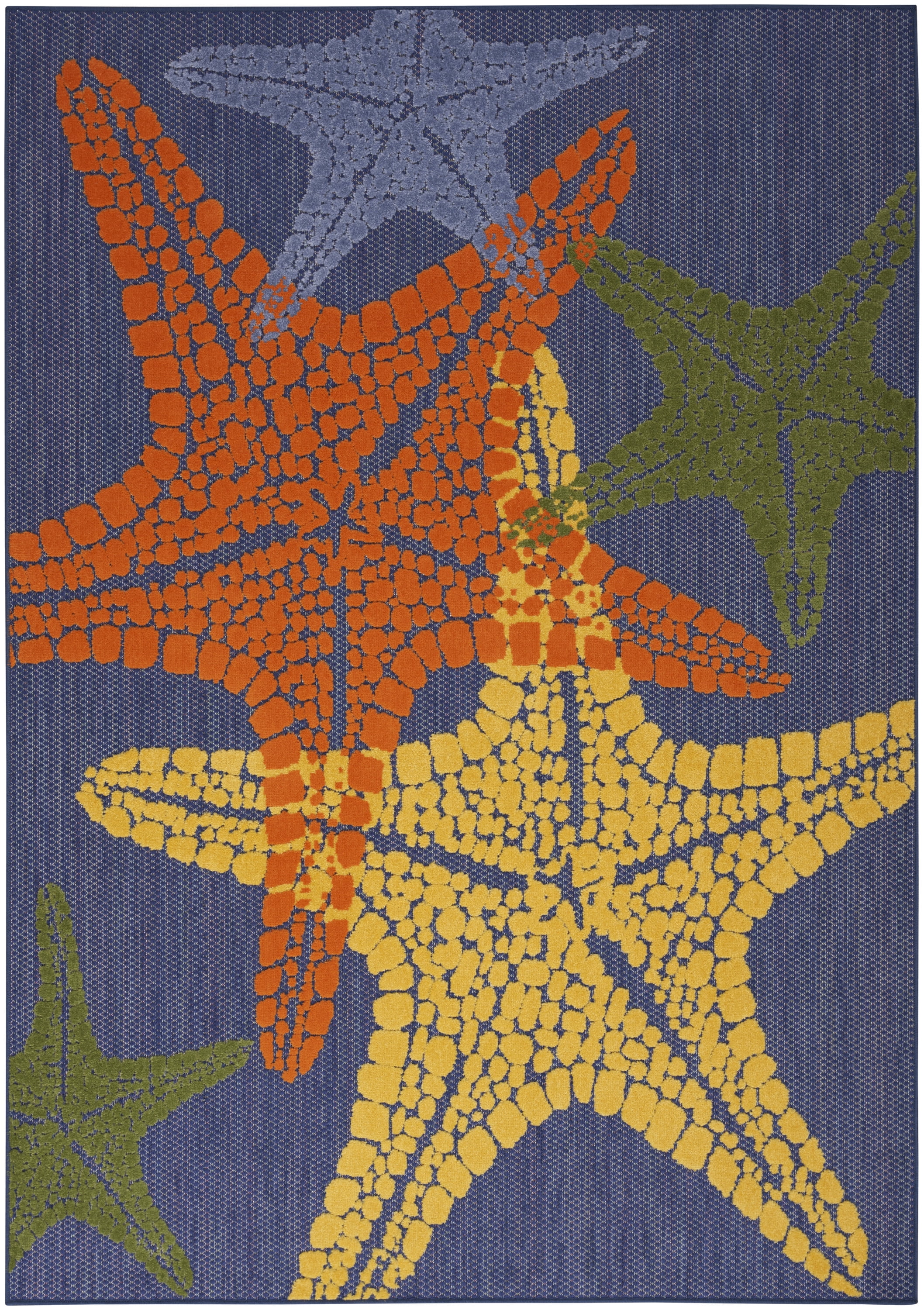 Nourison Aloha Indoor/Outdoor Blue Multicolor 5'3" x 7'5" Area Rug (5x7)