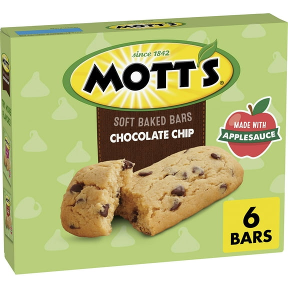 Pack of 2 - Motts Soft Baked Bars, Chocolate Chip, Made With Applesauce, 6 Count, 5.76 Oz