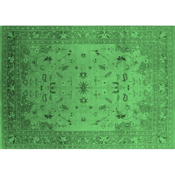 Ahgly Company Indoor Rectangle Oriental Emerald Green Traditional Area Rugs, 8' x 12'