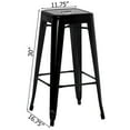 thumbnail image 4 of Basicwise 4-pcs 30-inch Backless Metal Bar Stool Stackable Heavy-Duty Counter-Height Chair for Home Bars Patios Kitchen Islands Cafes Restaurants Bistros and Dining Areas for Indoor & Outdoor, Black, 4 of 6