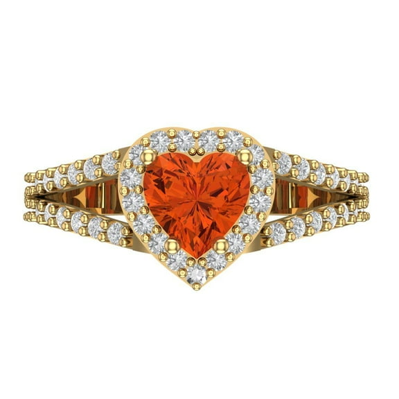 Halo Engagement Ring for Women - 1.49ct Simulated Red Diamond in 14K Yellow Gold Promise Ring