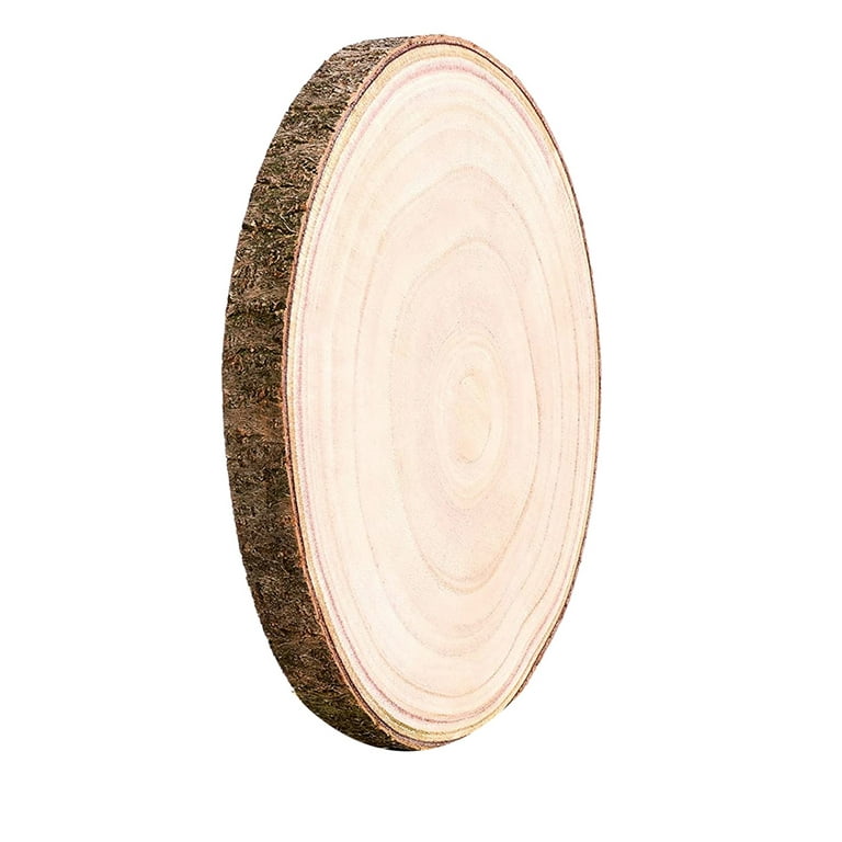 Natural Log Slice Poplar Wood Bark Rustic Wedding Pyrography