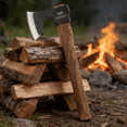 thumbnail image 2 of DWFKHT 16.5" Camping Hatchet Axe, with Beech Wood Handle and 1065 High Carbon Steel Blade for Wood Cutting Outdoor Use, 2 of 7