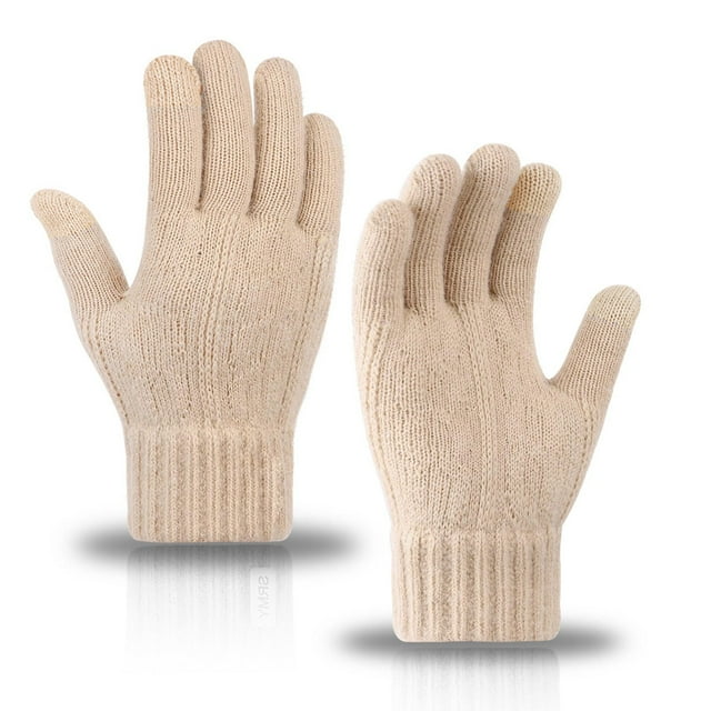 Roncen Unisex Winter Gloves, Soft Warm Fleece Lined with Knit Cuff for Texting & Outdoor Activities