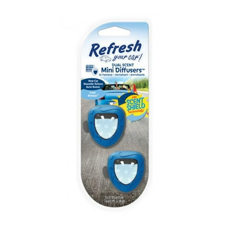 Refresh Your Car! Vent Clip Mini Diffusers Car Air Freshener, New Car/Cool Breeze Scent,