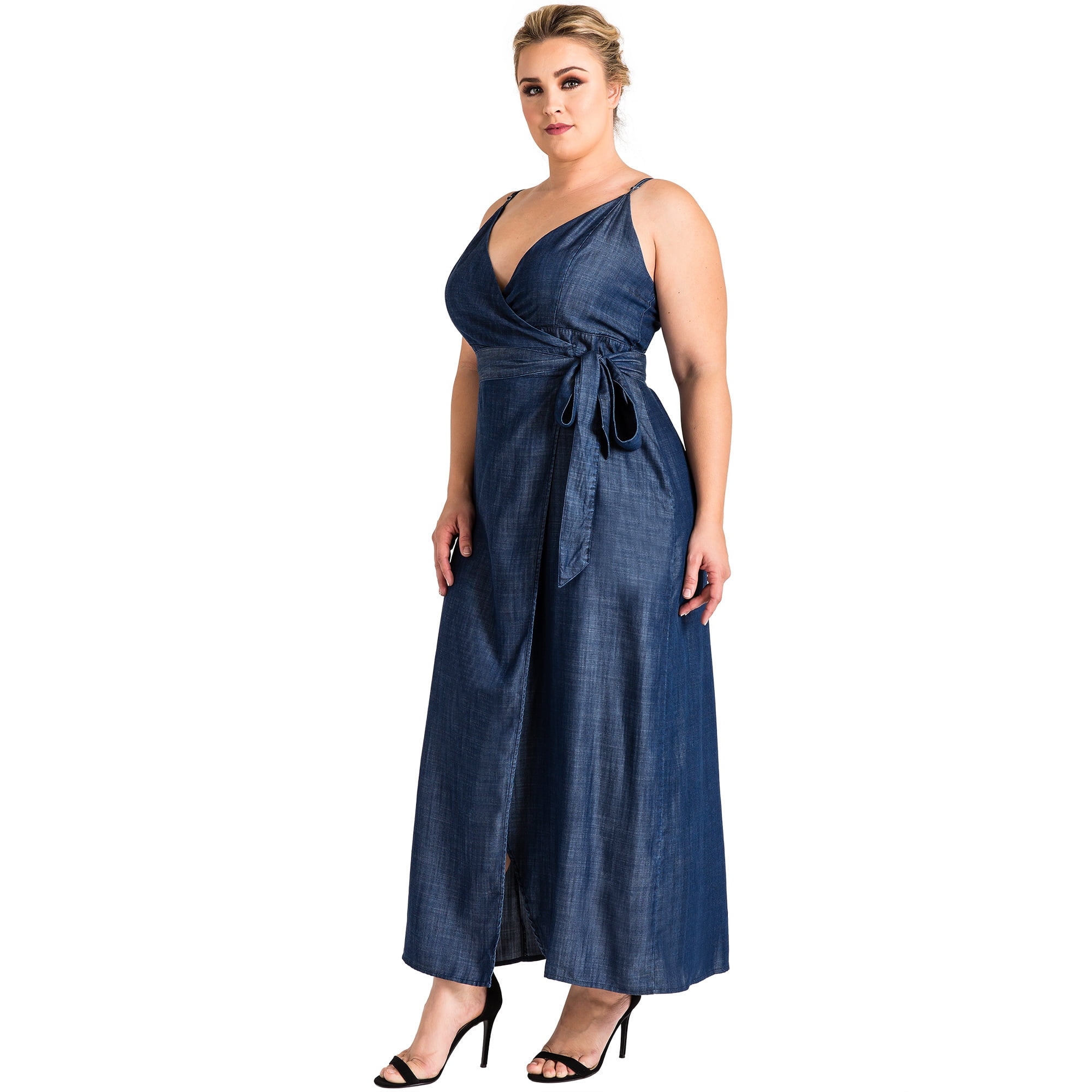 denim wrap dress plus size