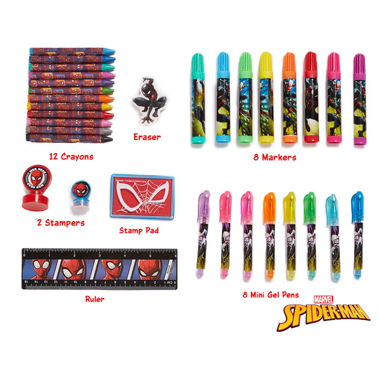 Classic Disney Marvel Spiderman Art Desk Set - Bundle with Spiderman Lap  Desk with Coloring Pages, Coloring Utensils, Stickers and More (Superhero