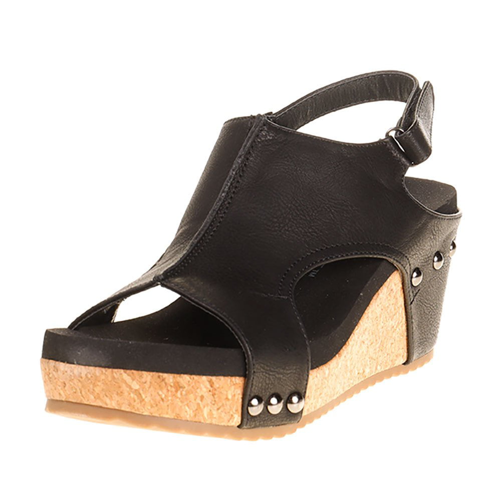 Corkys Footwear - Corkys Footwear Womens Black Wedge Sandal - Walmart ...
