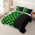 thumbnail image 3 of Meiyoeat Vibrant Checkerboard Pattern Bed Spread Queen,Retro Chess Print Queen Coverlet Set,Green Black, 3 of 7