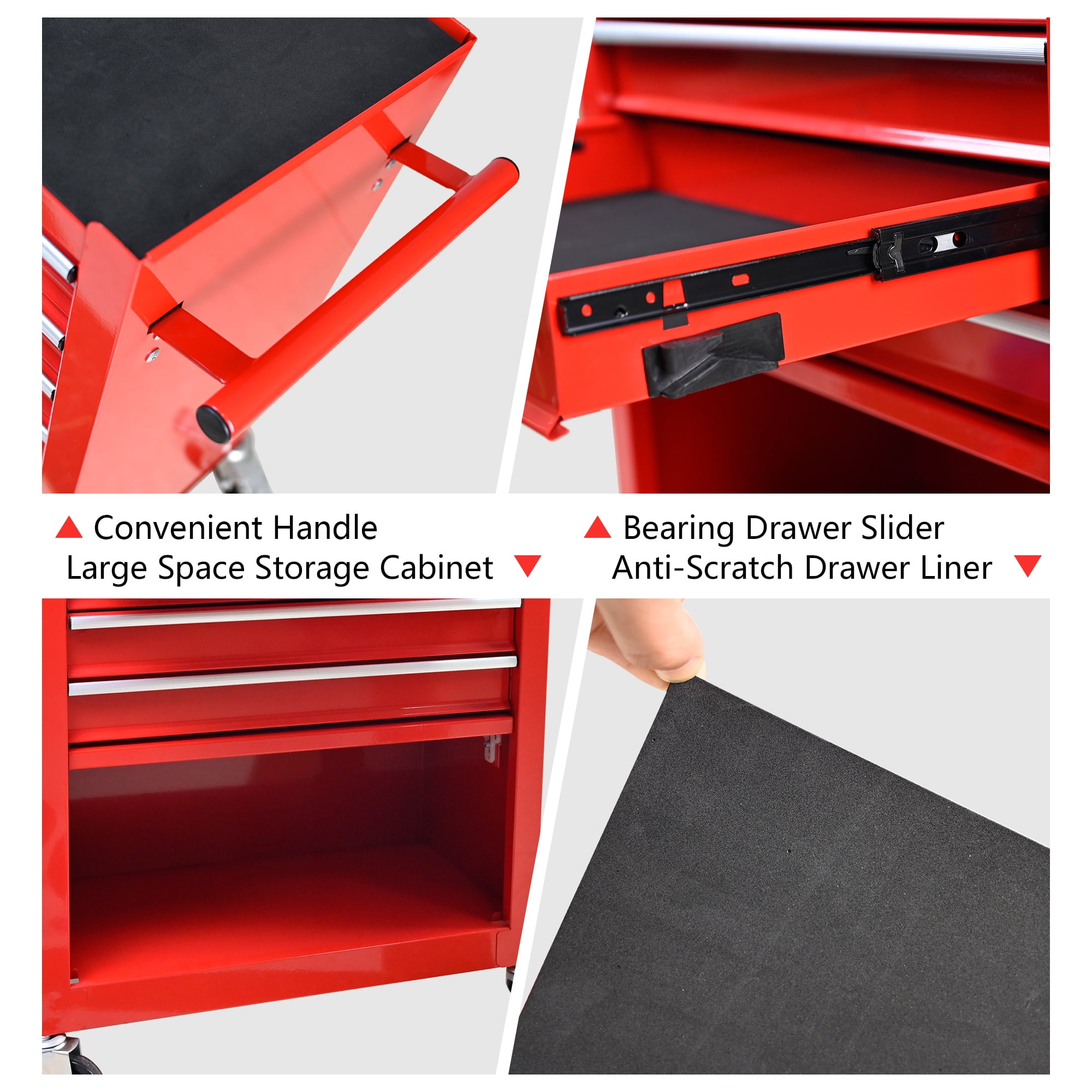 4 Drawers Multifunctional Tool Cart with Wheel Steel Tool Chest Storage Cabinet