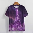 thumbnail image 3 of Blossoming Paris Eiffel Tower Women's Short Sleeve Tops Casual Blouses T Shirt, 3 of 6