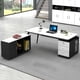 thumbnail image 4 of Bookshelf Storage Office Desk Standing Shelf Drawers Executive Computer Desks Writing European Mesa De Computador Furnitures My Lux Decor Round, 4 of 30
