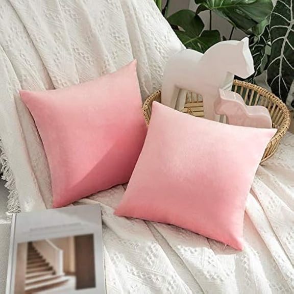 Eryueer Velvet Soft Decorative Square Throw Pillow Case Cushion Covers Pillowcases for Livingroom Sofa Bedroom with Invisible Zipper 12"x12" 2 Pieces Sakura