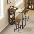 thumbnail image 1 of 3 Piece Bar Table Set with 2 Stools and 3 Storage Shelves, Counter Height Dining Table, Footrest for Kitchen, Dining Room, Apartment, Home Bar, 1 of 7