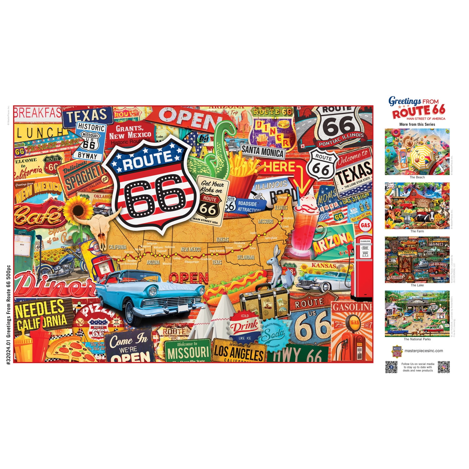 MasterPieces 500 Piece Jigsaw Puzzle - Greetings From Route 66 - 15"x21"