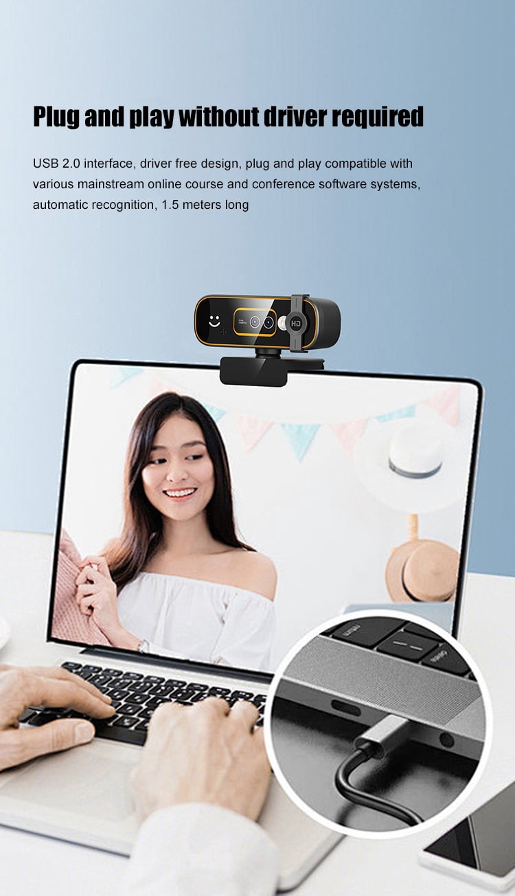 1080P Webcam with Face Unlock Auto Focus, Built-in Mic USB Plug & Play Camera