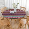 thumbnail image 3 of Purple Boho Tribal Stripes and Hearts Pattern Round Fitted Tablecloth with Elastic Edge,Dining Table Cover Waterproof,Outdoor Round Tablecloth for Camping,Dining,Indoor and Outdoor, 3 of 7