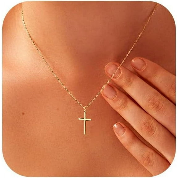 KGOJDYNFYSL Cross Necklace for Women -Dainty 14K Gold Plated Cross Necklace Layered Gold Cross Necklace Cross Choker Necklace Gold Cross Necklaces for Women Trendy Gold Jewelry Gifts