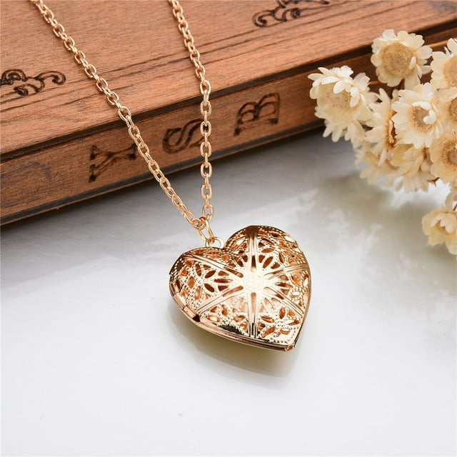 Collar para mujer, joyería para mujer, colgante de corazón con marco de fotos de 1 ranura, collar con colgante, regalo de joyería, collar para mujer