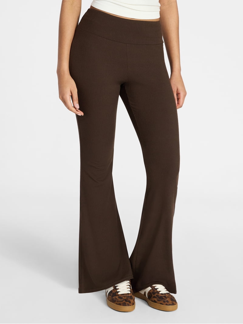 No Boundaries Ribbed Knit Flare Pants, Women's XXS-XXL - Walmart.com