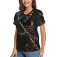 thumbnail image 2 of Women's V Neck T Shirts Casual Short Sleeve Tops Blouse, Grim Reaper With Scyth Skull, 2 of 6