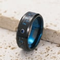thumbnail image 3 of 8mm Mens Black Tungsten Carbide Ring Blue Carbon Fiber Wedding Band with Cubic Zirconia Size 6-15, 3 of 5