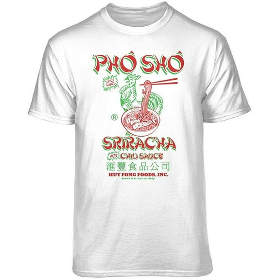 Teelocity Sriracha Pho Sho Graphic T-Shirt (3XL - Standard Fit, White)